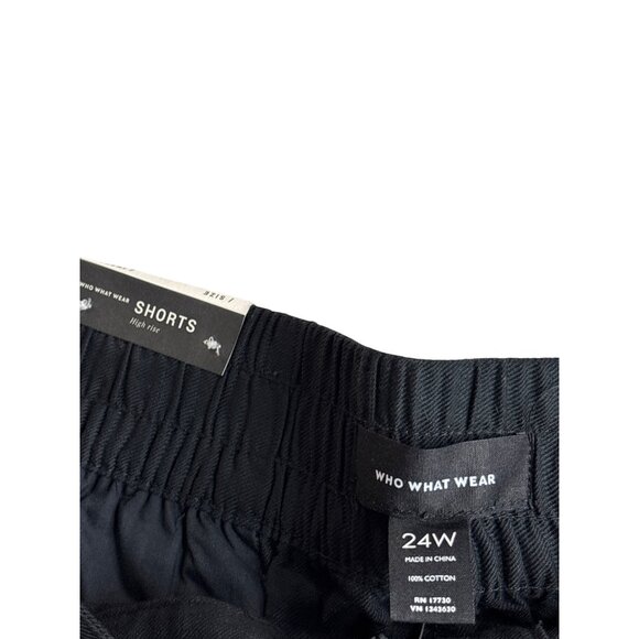 Who What Wear Womens Anthracite Black High Rise Ruffle Hem Shorts 24W Cotton - Picture 5 of 6